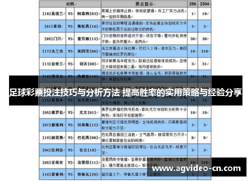 足球彩票投注技巧与分析方法 提高胜率的实用策略与经验分享